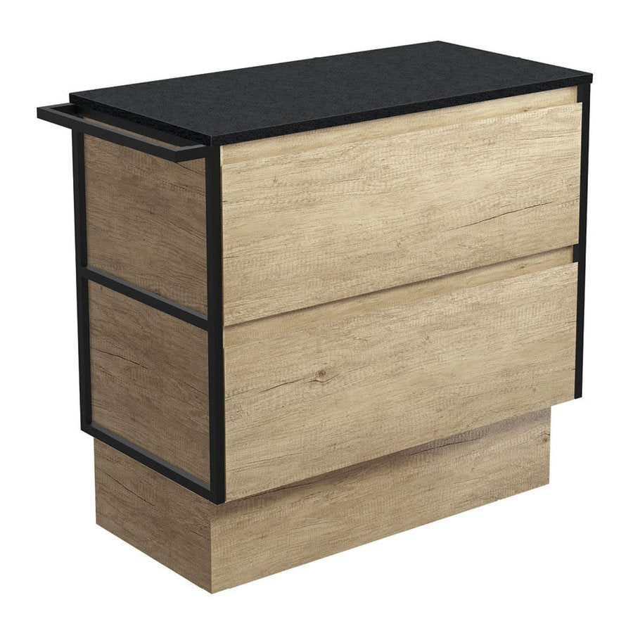 Fienza Amato Scandi Oak 900 Cabinet On Kickboard, 1 Frame & 1 Towel Rail