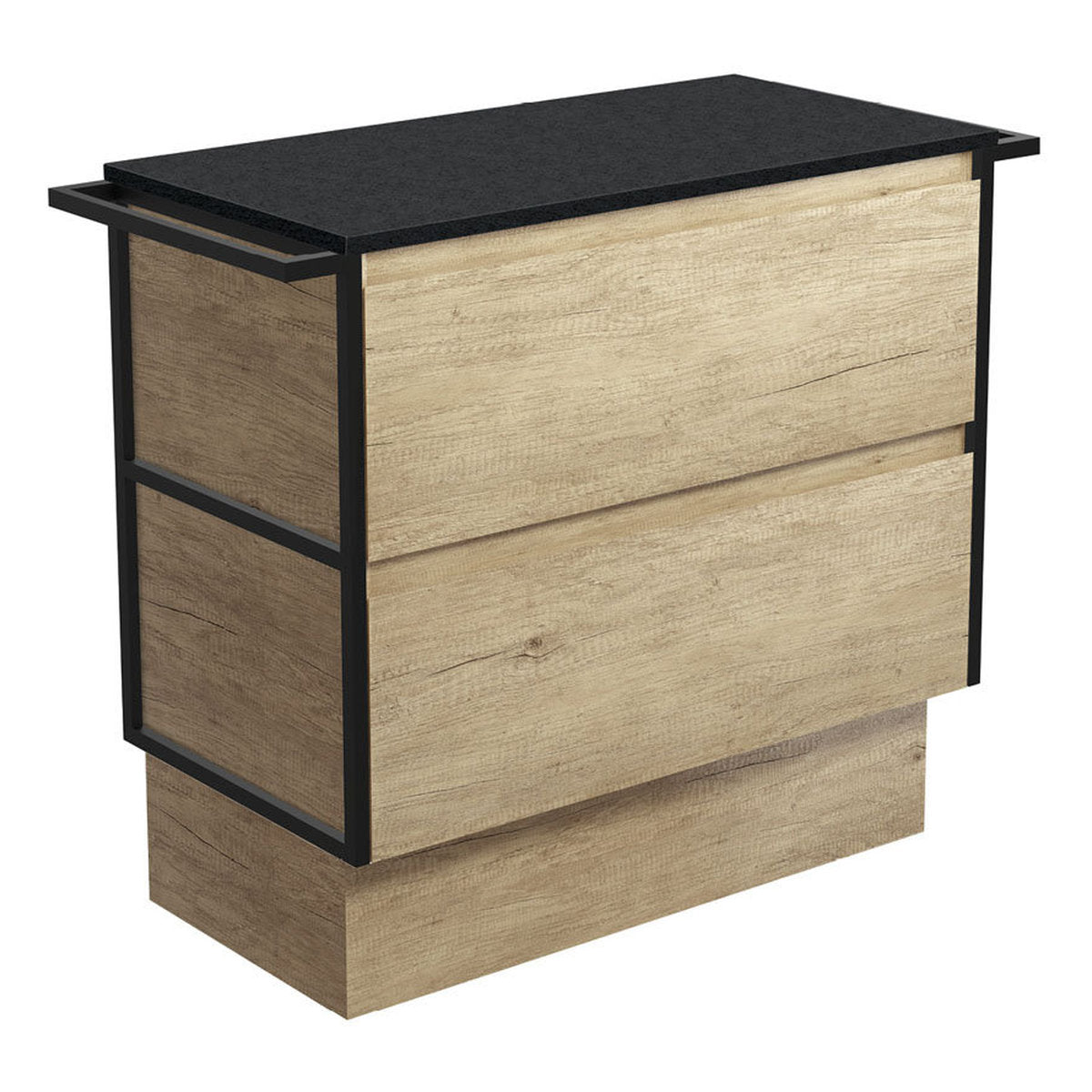 Fienza Amato Scandi Oak 900 Cabinet On Kickboard, Matte Black Towel Rails
