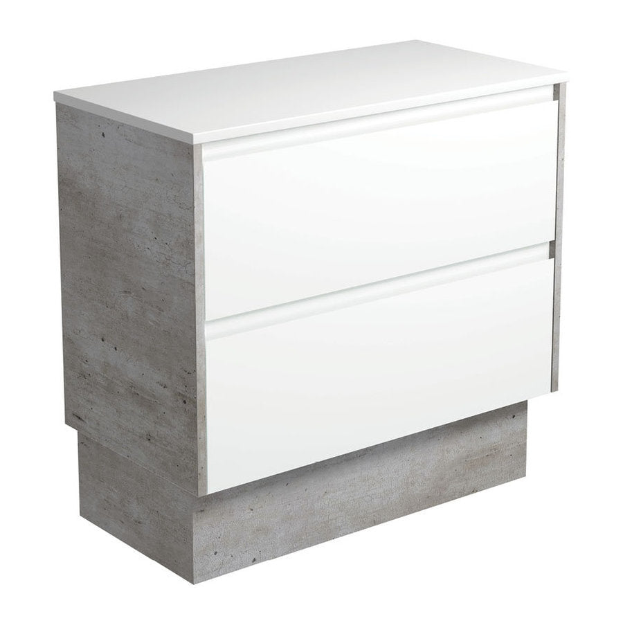 Fienza Amato Satin White 900 Cabinet On Kickboard, Industrial Panels