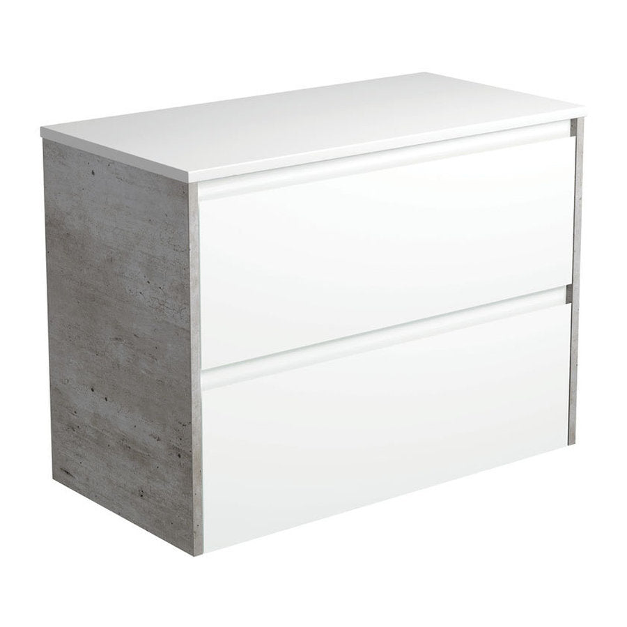 Fienza Amato Satin White 900 Wall-Hung Cabinet, Industrial Panels
