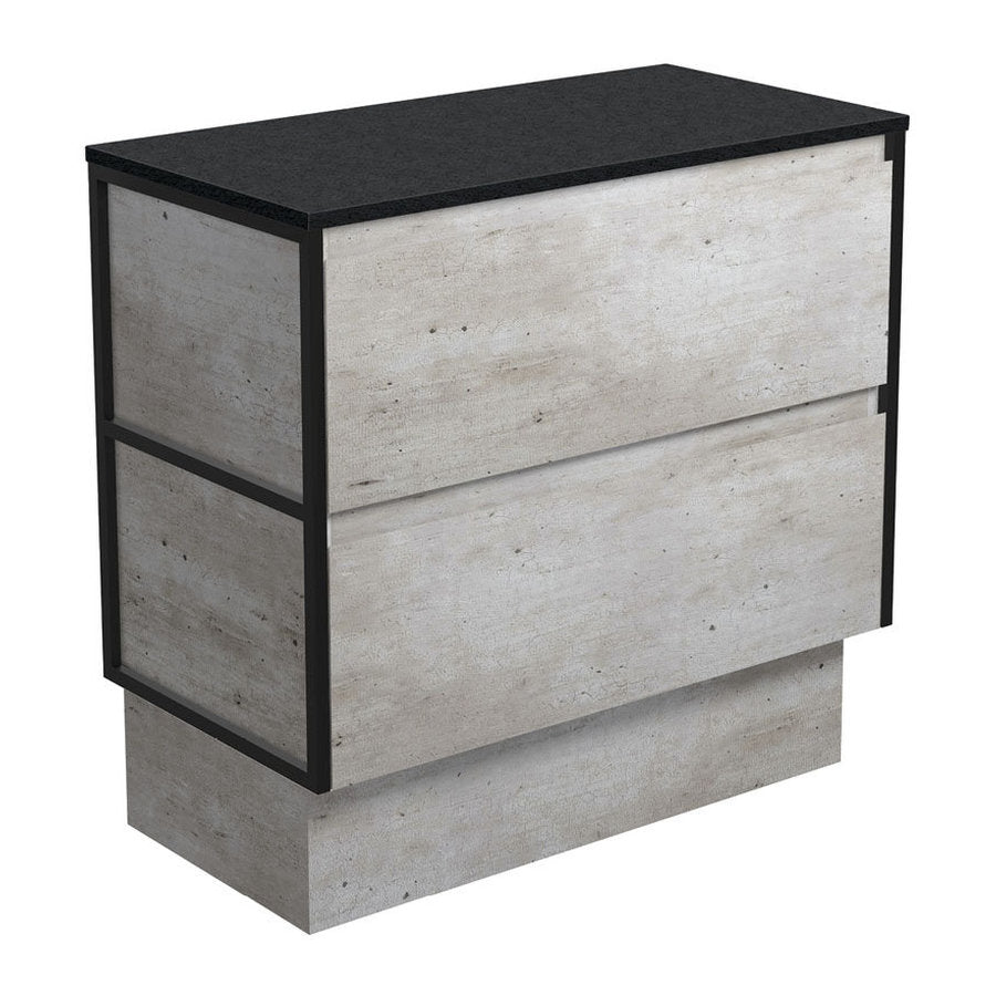 Fienza Amato Industrial 900 Cabinet On Kickboard, Matte Black Frames
