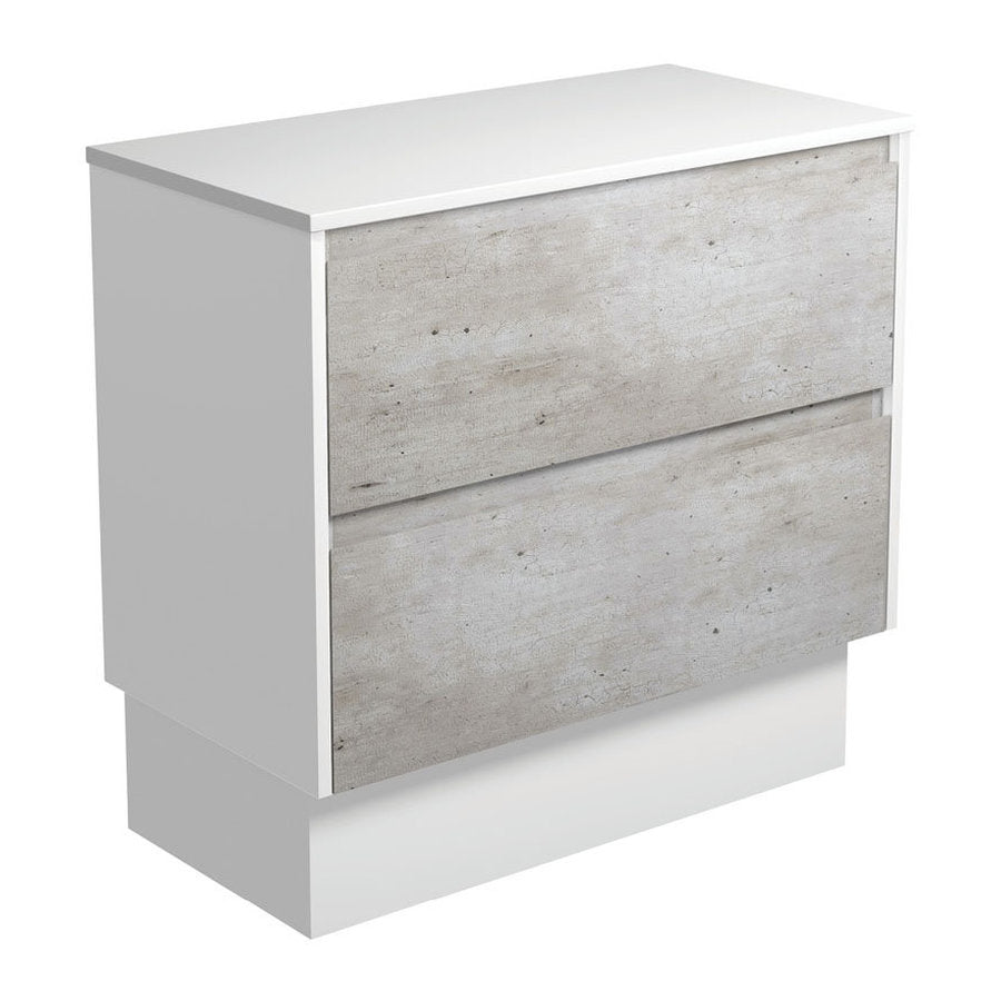 Fienza Amato Industrial 900 Cabinet On Kickboard, Satin White Panels