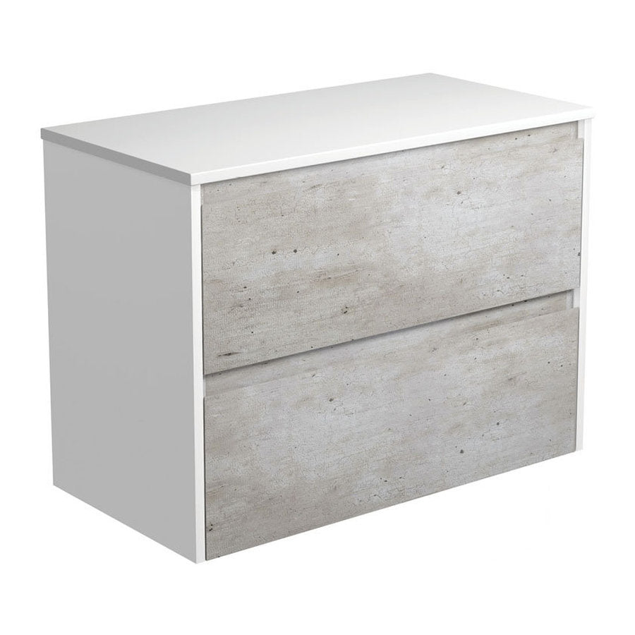 Fienza Amato Industrial 900 Wall-Hung Cabinet, Satin White Panels