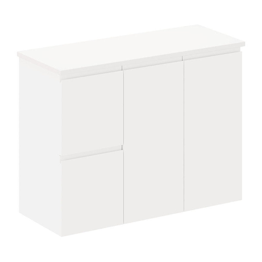 Fienza Siska 900mm Ensuite Depth Wall Hung Cabinet, Left Drawers