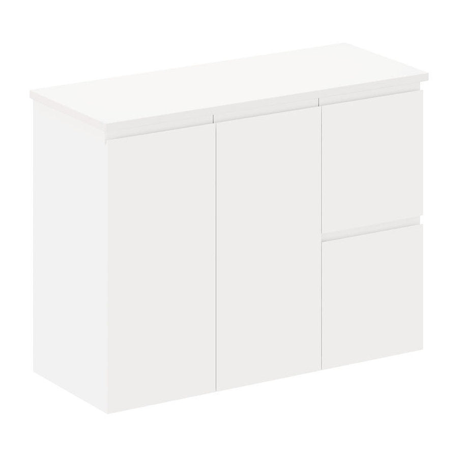 Fienza Siska 900mm Ensuite Depth Wall Hung Cabinet, Right Drawers