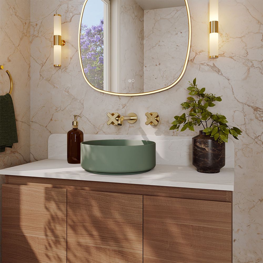 Siska Slim Walnut 900 Vanity on Kickboard, Left Drawers