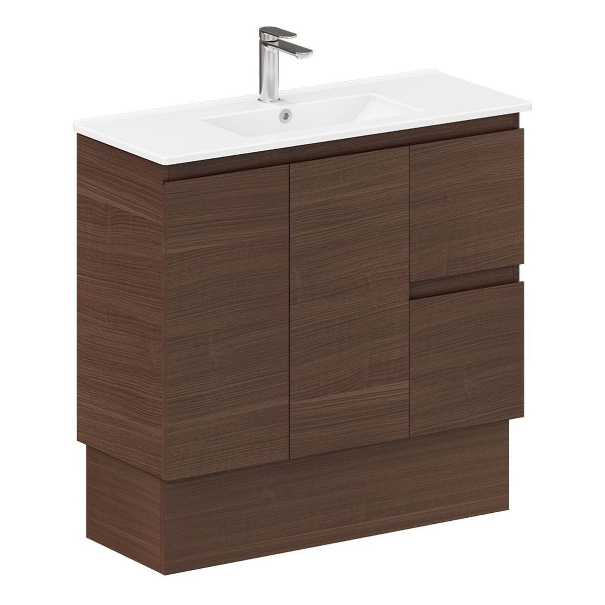 Siska Slim Walnut 900 Vanity on Kickboard, Right Drawers
