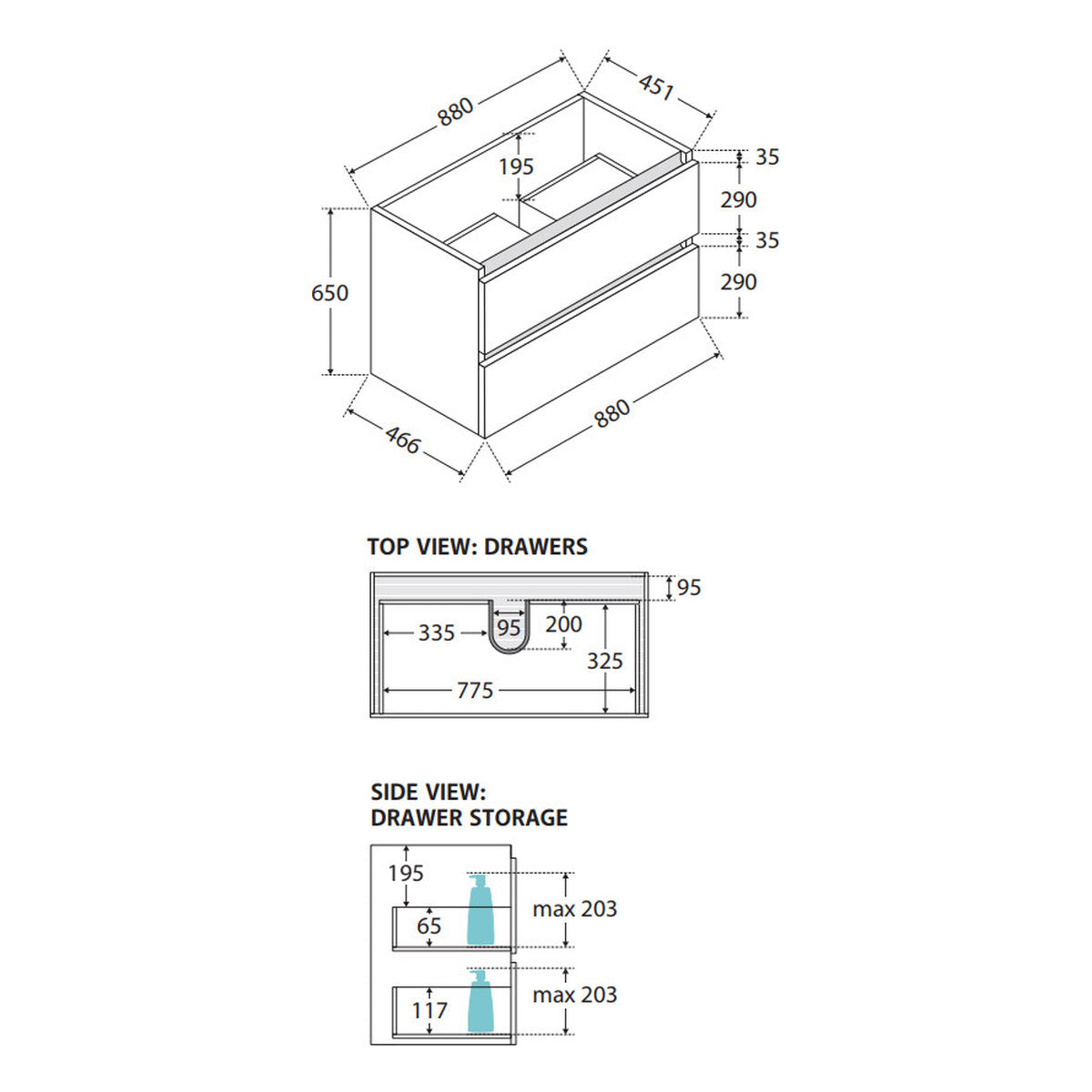 Fienza Quest 900 Wall-Hung Cabinet