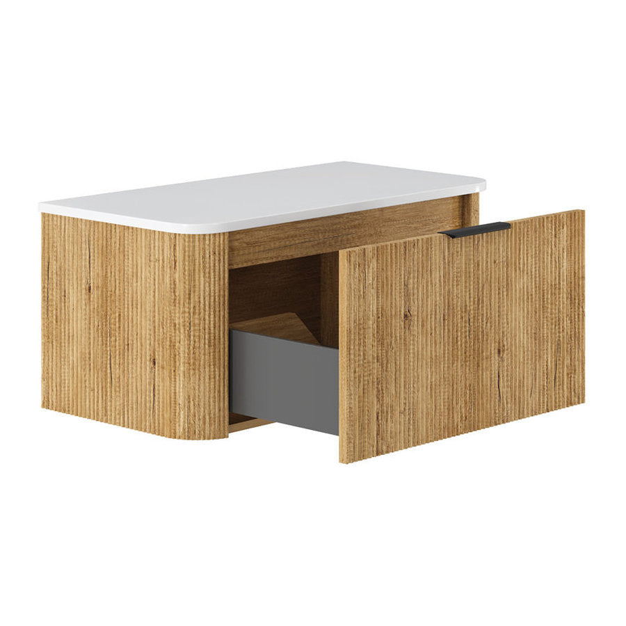 Fienza Minka Curved Scandi Oak 900 Wall Hung Cabinet