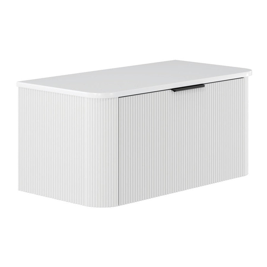 Fienza Minka Curved Satin White 900 Wall Hung Cabinet