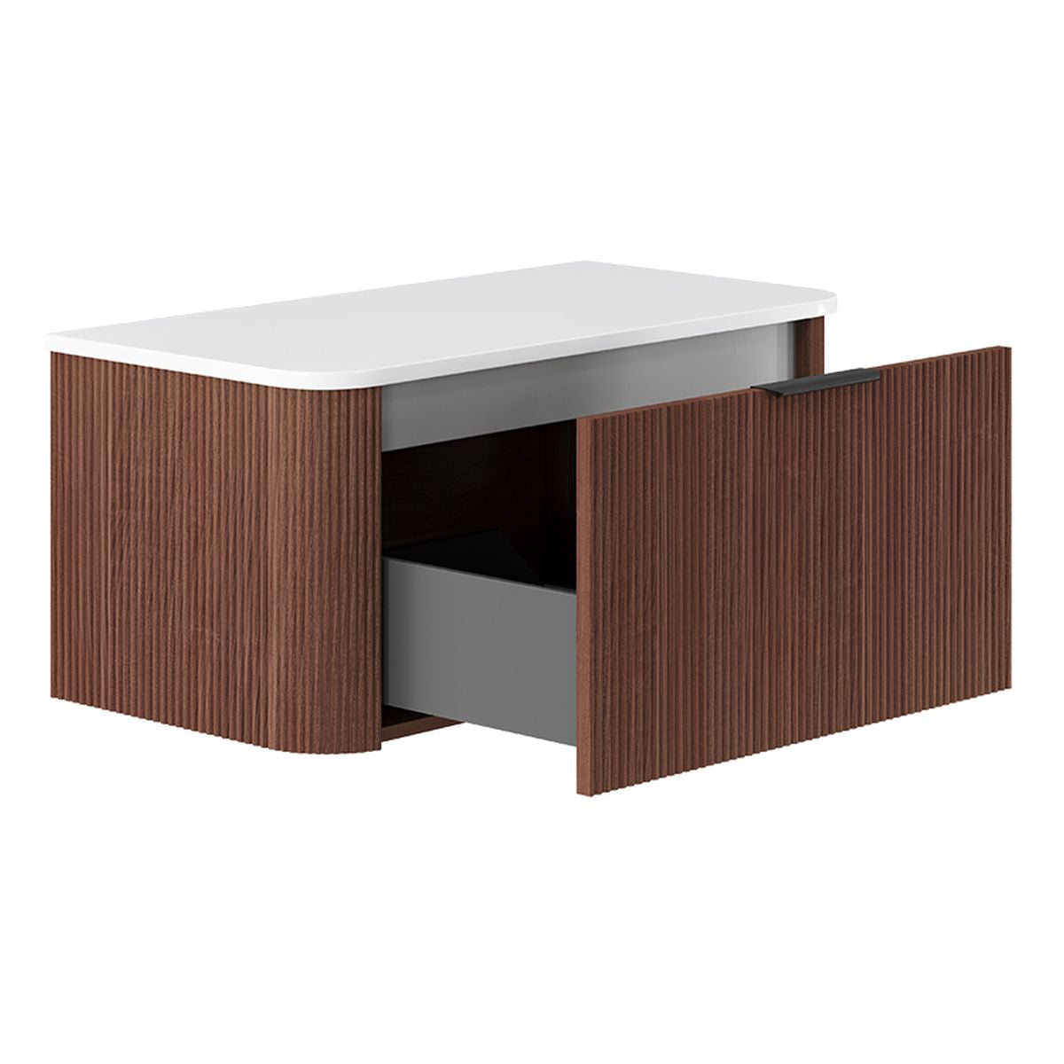 Fienza Minka Curved Walnut 900 Wall Hung Cabinet
