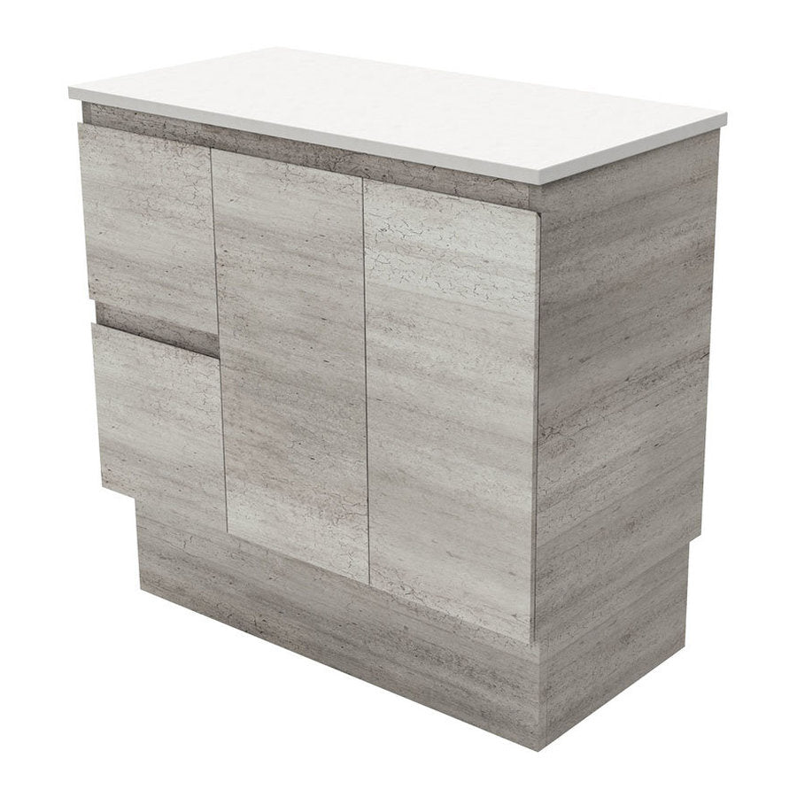 Fienza Edge Industrial 900 Cabinet On Kickboard, Left Hand Drawers