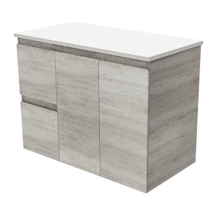 Fienza Edge Industrial 900 Wall-Hung Cabinet, Left Hand Drawers
