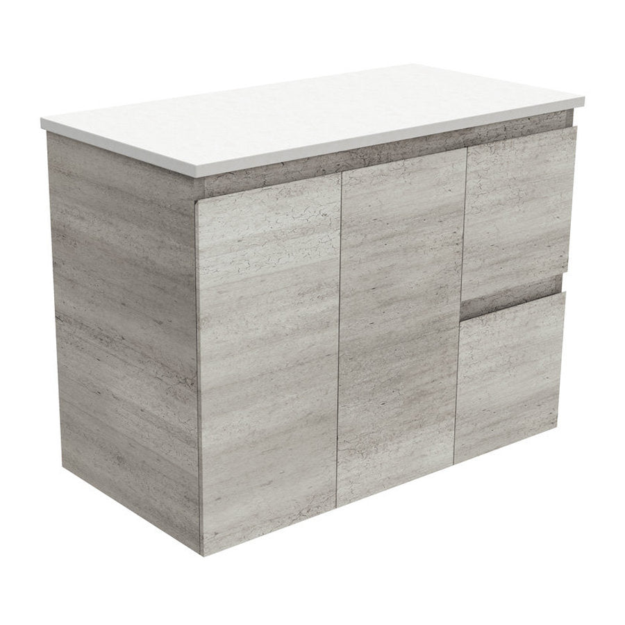 Fienza Edge Industrial 900 Wall-Hung Cabinet, Right Hand Drawers