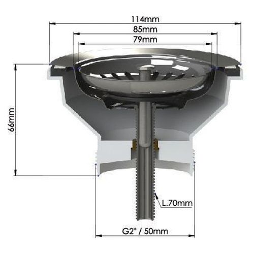 90X50 Brushed Gunmetal Pvd Basket Waste & Long Bolt