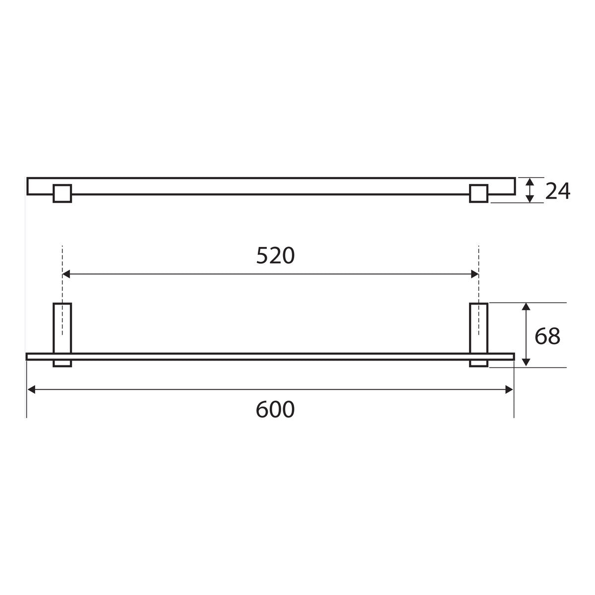 Fienza Jet Towel Rail, Single 600
