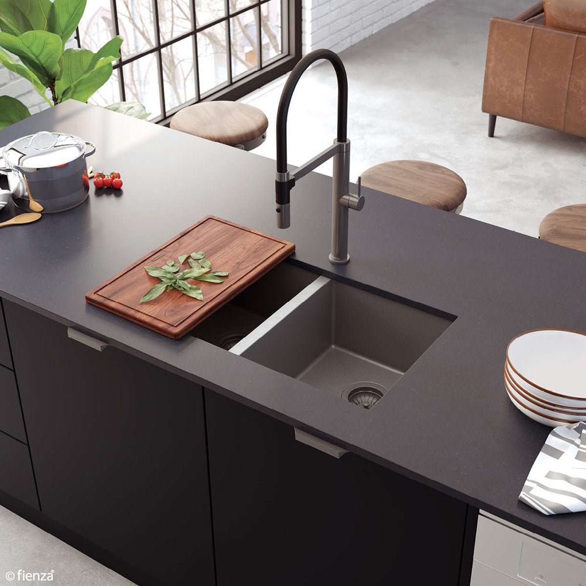 Fienza Hana Sink Colander, PVD Carbon Metal
