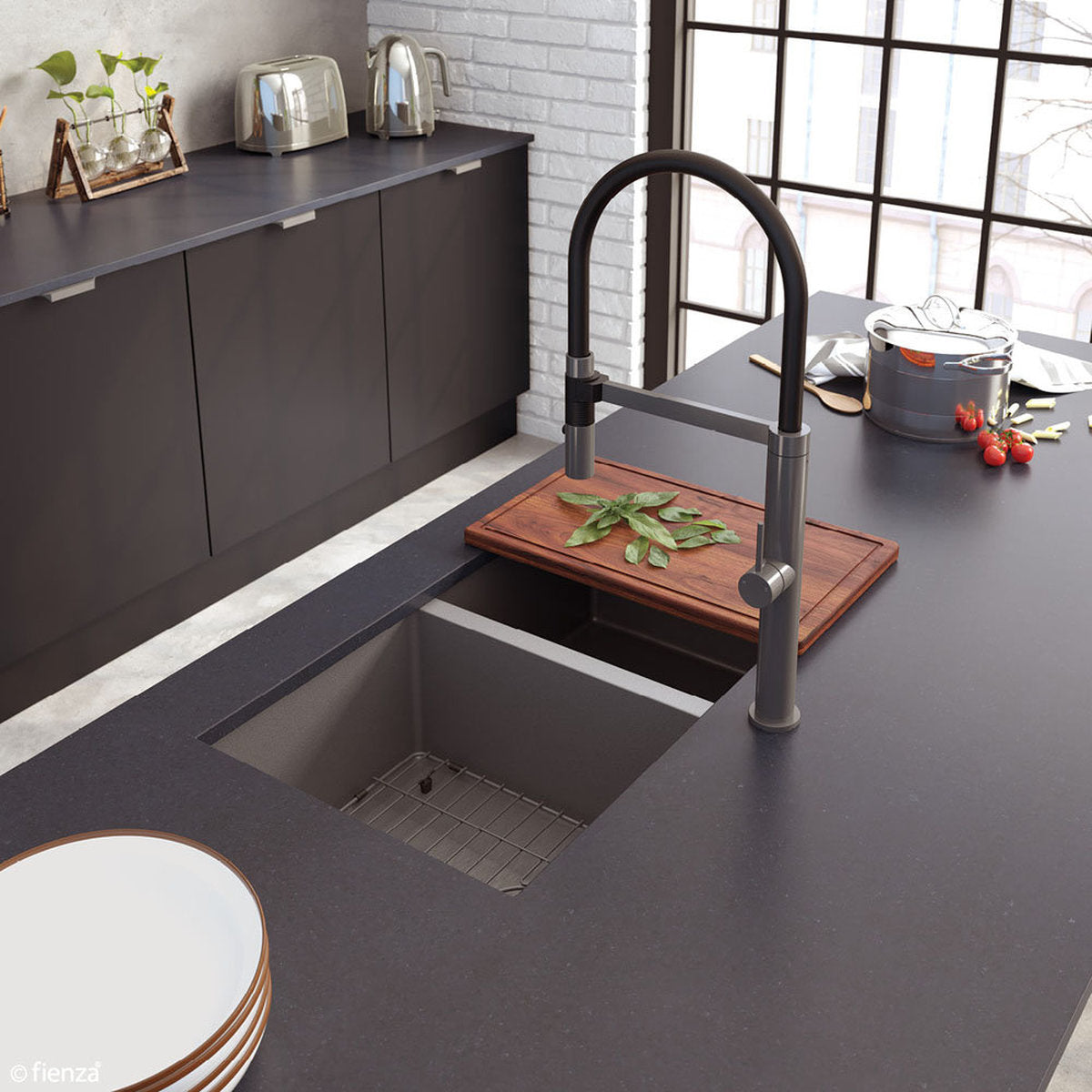 Fienza Hana 27L Sink Protector, PVD Carbon Metal