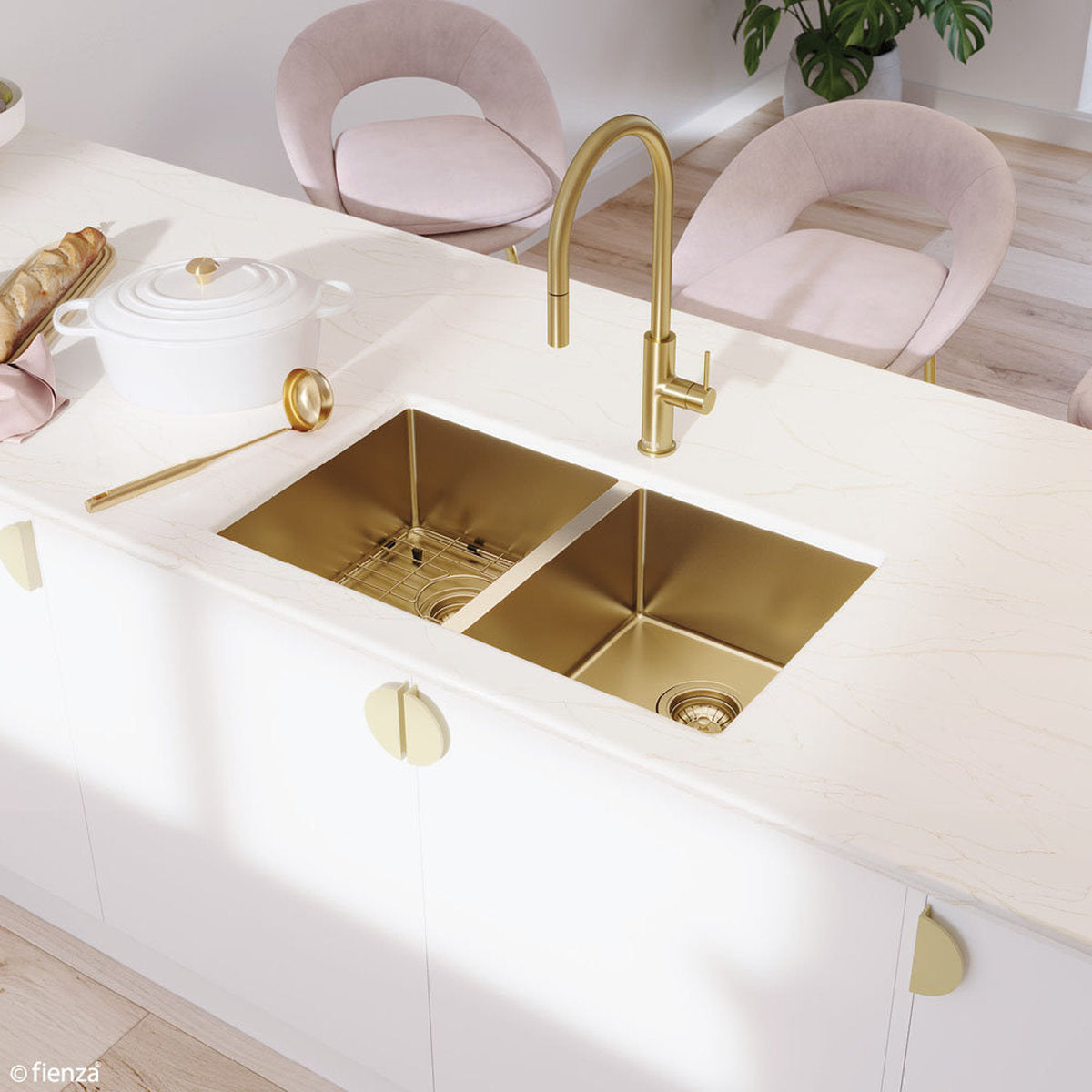 Fienza Hana 27L Sink Protector, PVD Rugged Brass