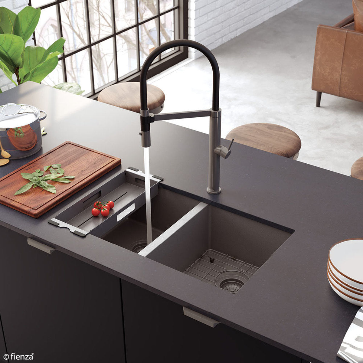 Fienza Hana 27L Sink Protector, PVD Carbon Metal