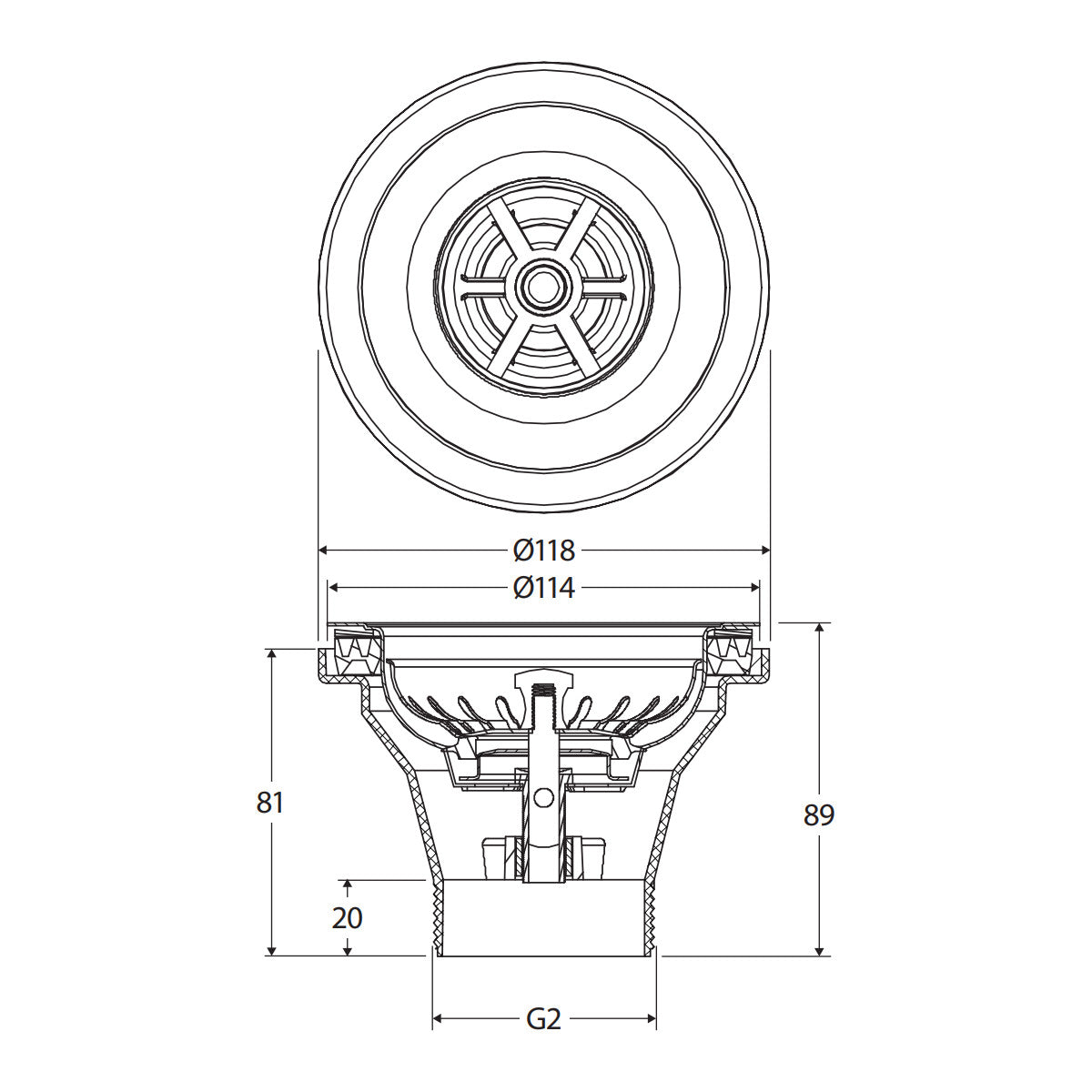 Fienza Hana Basket Waste Carbon Metal 50x90mm with Extended Bolt