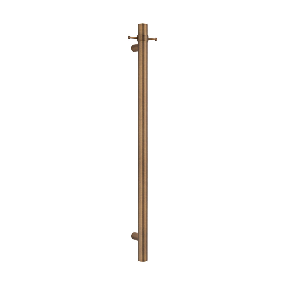 Radiant Vertical Single Heated Towel Bar 40mm X 950mm Antique Brass