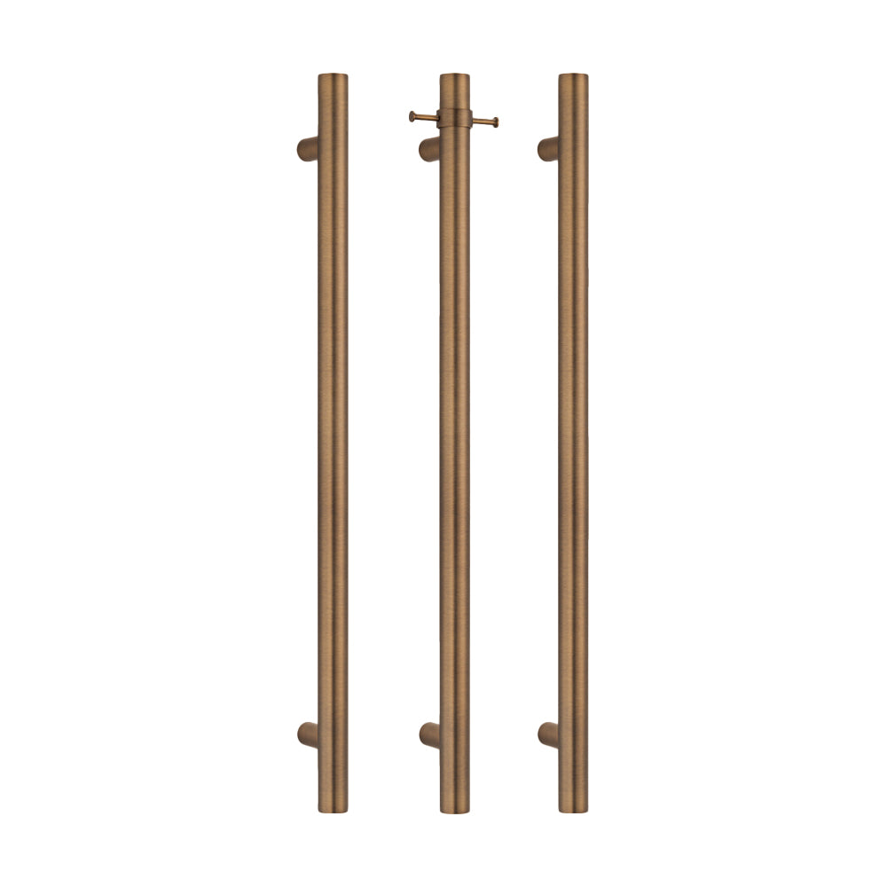 Radiant Vertical Single Heated Towel Bar 40mm X 950mm Antique Brass