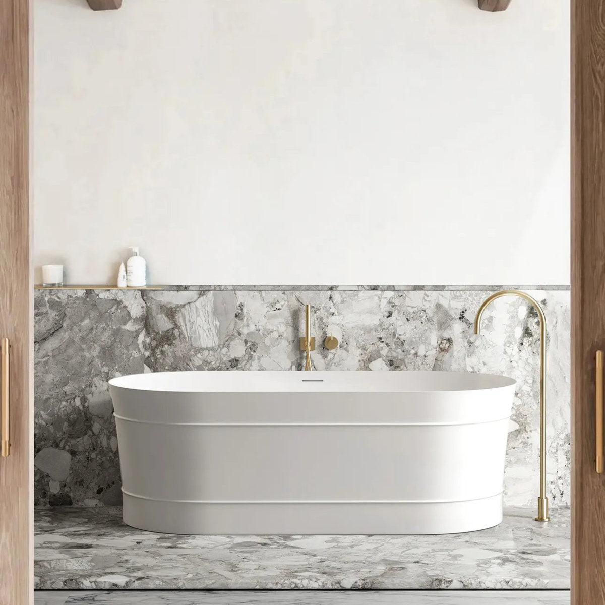 Attica Bondi 1500 Matte White Bath with Overflow