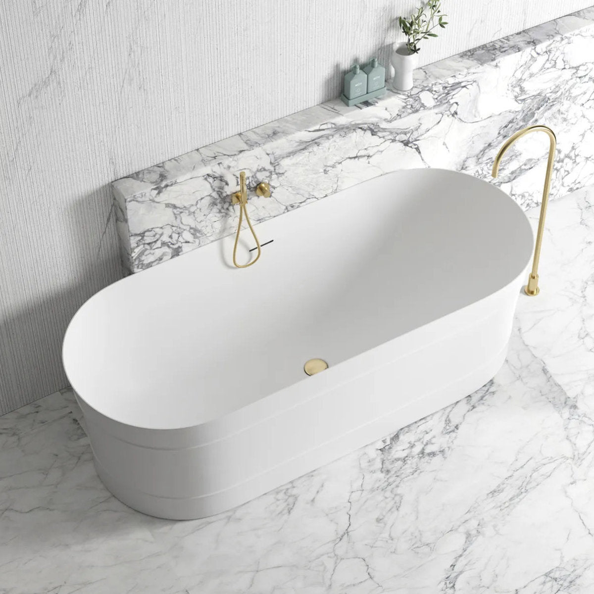 Attica Bondi 1700 Matte White Bath with Overflow