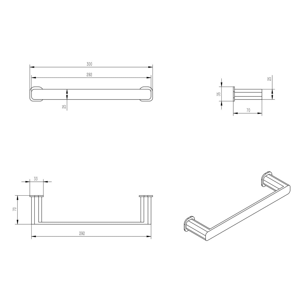 Otti Oskar Matte Black Towel Bar