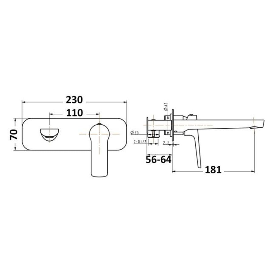 Akemi Wall Basin Mixer Trim Kit, Brushed Nickel