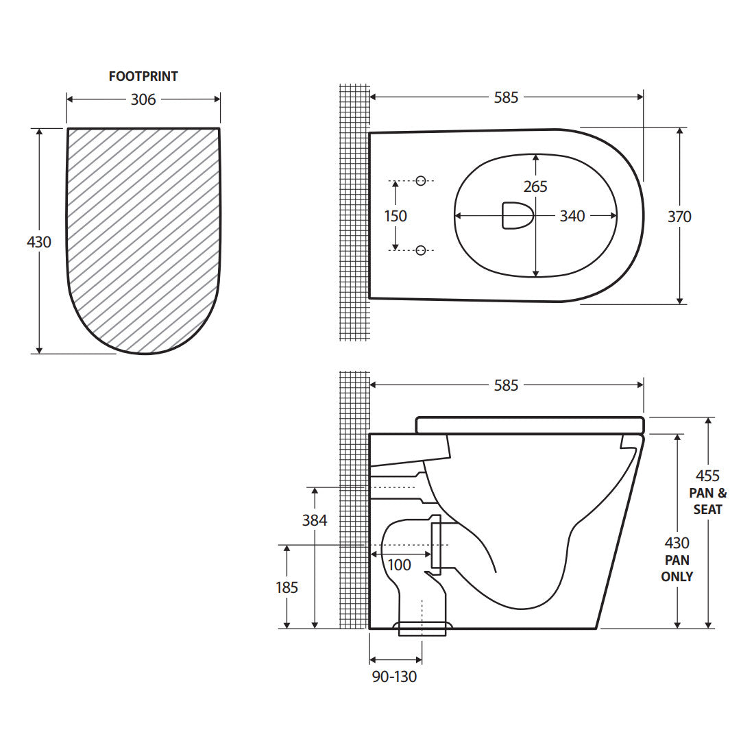 Aluca Tornado Flush Wall-Faced Toilet Suite