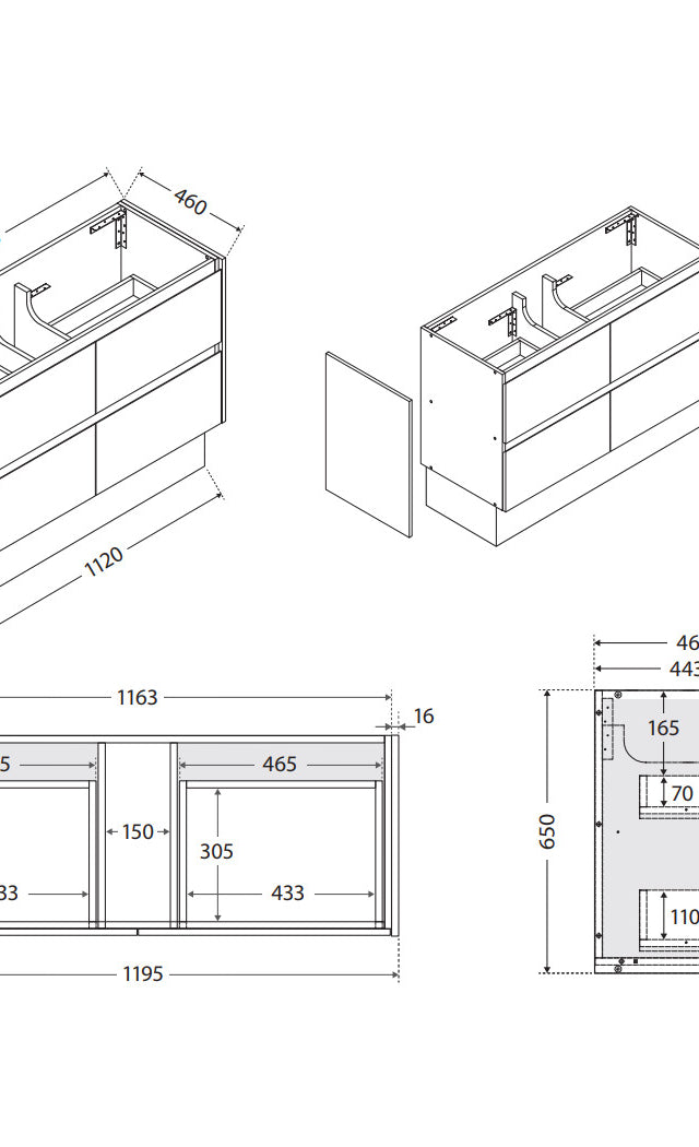 Fienza Amato Walnut 1200 Cabinet on Kickboard