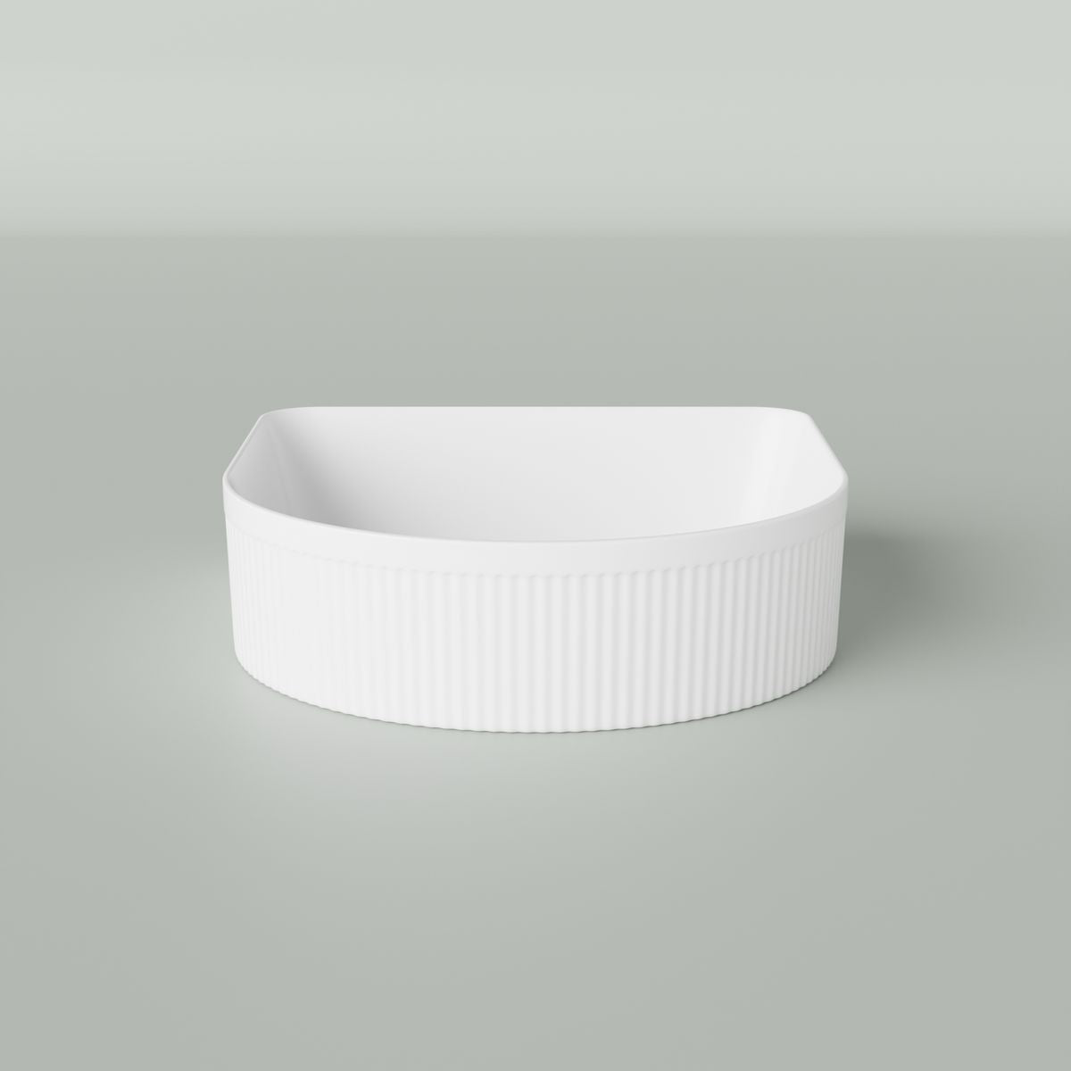 Arco Fluted Above Counter Ceramic Basin - White Matte
