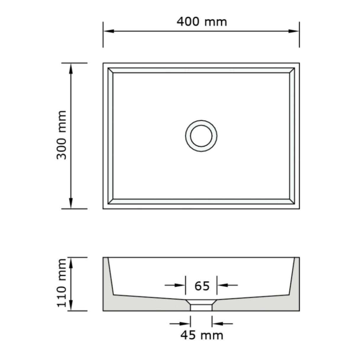 Baly Medium Rectangular Concrete Wall Mount Basin - Ocean
