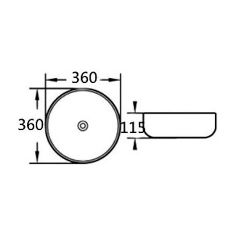 Cascade Above Counter Basin, Matte White, 360mm