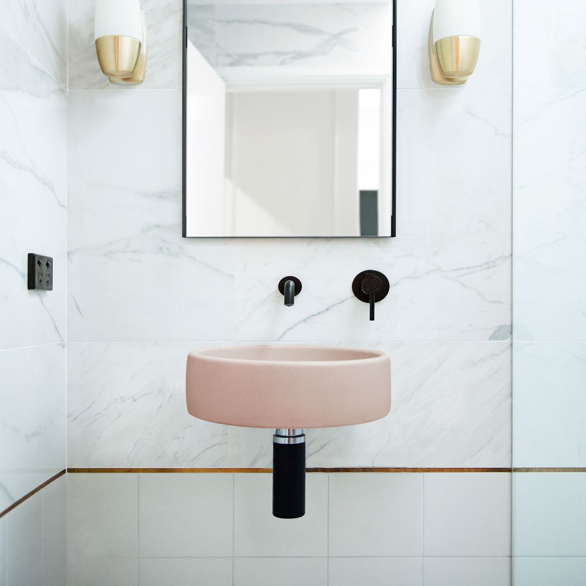 Nood Wall Mount Bowl Basin in Blush Pink