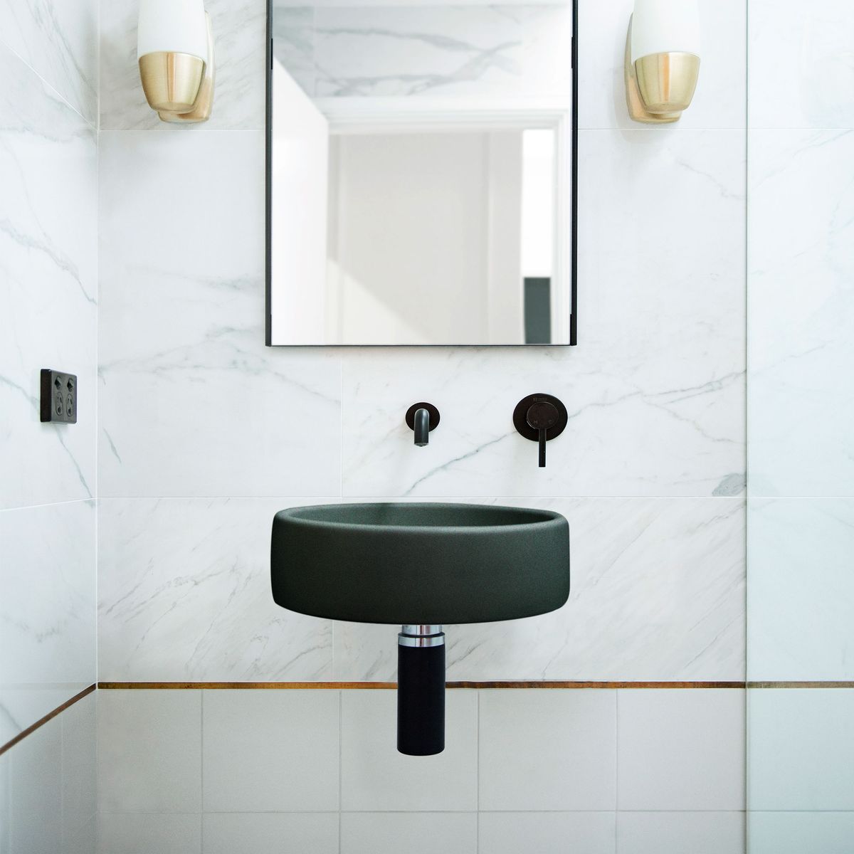 Nood Wall Mount Bowl Basin in Charcoal