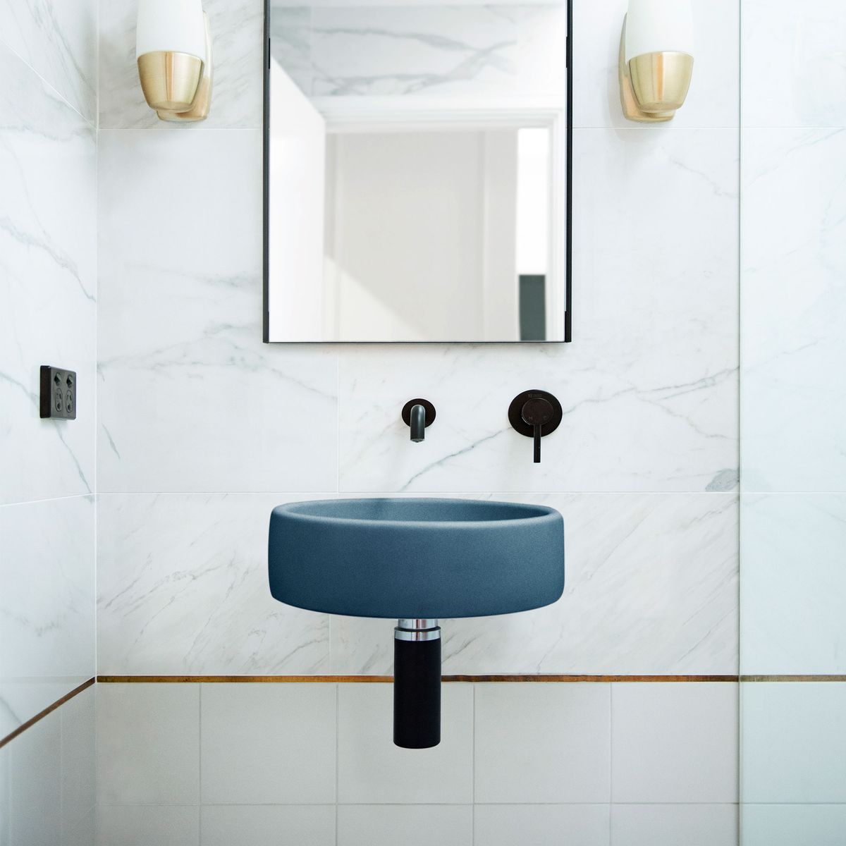 Nood Wall Mount Bowl Basin in Copan Blue