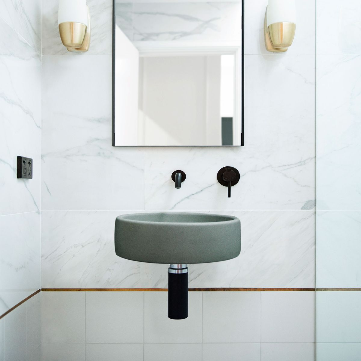 Nood Wall Mount Bowl Basin in Mid Tone Grey