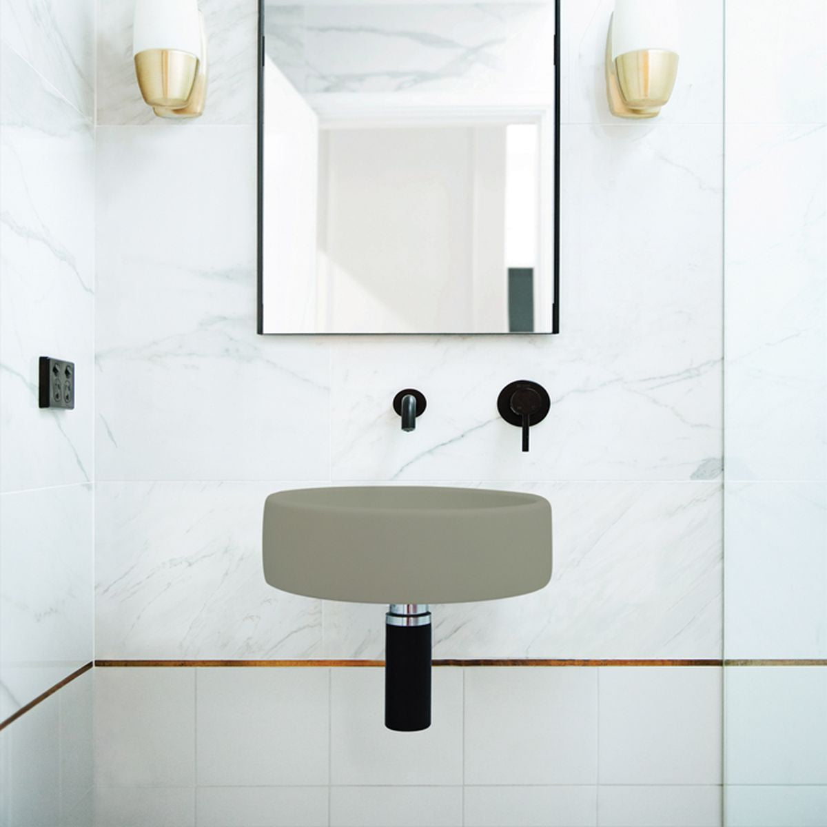 Nood Wall Mount Bowl Basin in Olive
