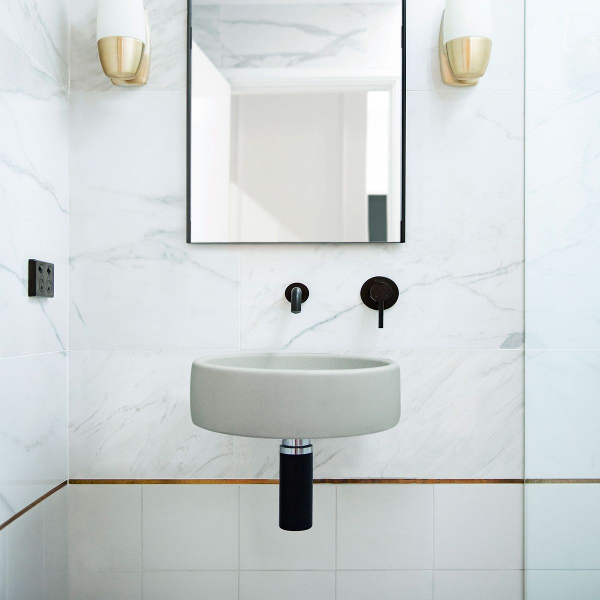 Nood Wall Mount Bowl Basin in Sky Grey
