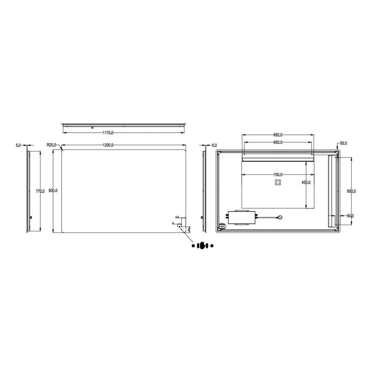 Rectangular LED Mirror 1200 x 800mm