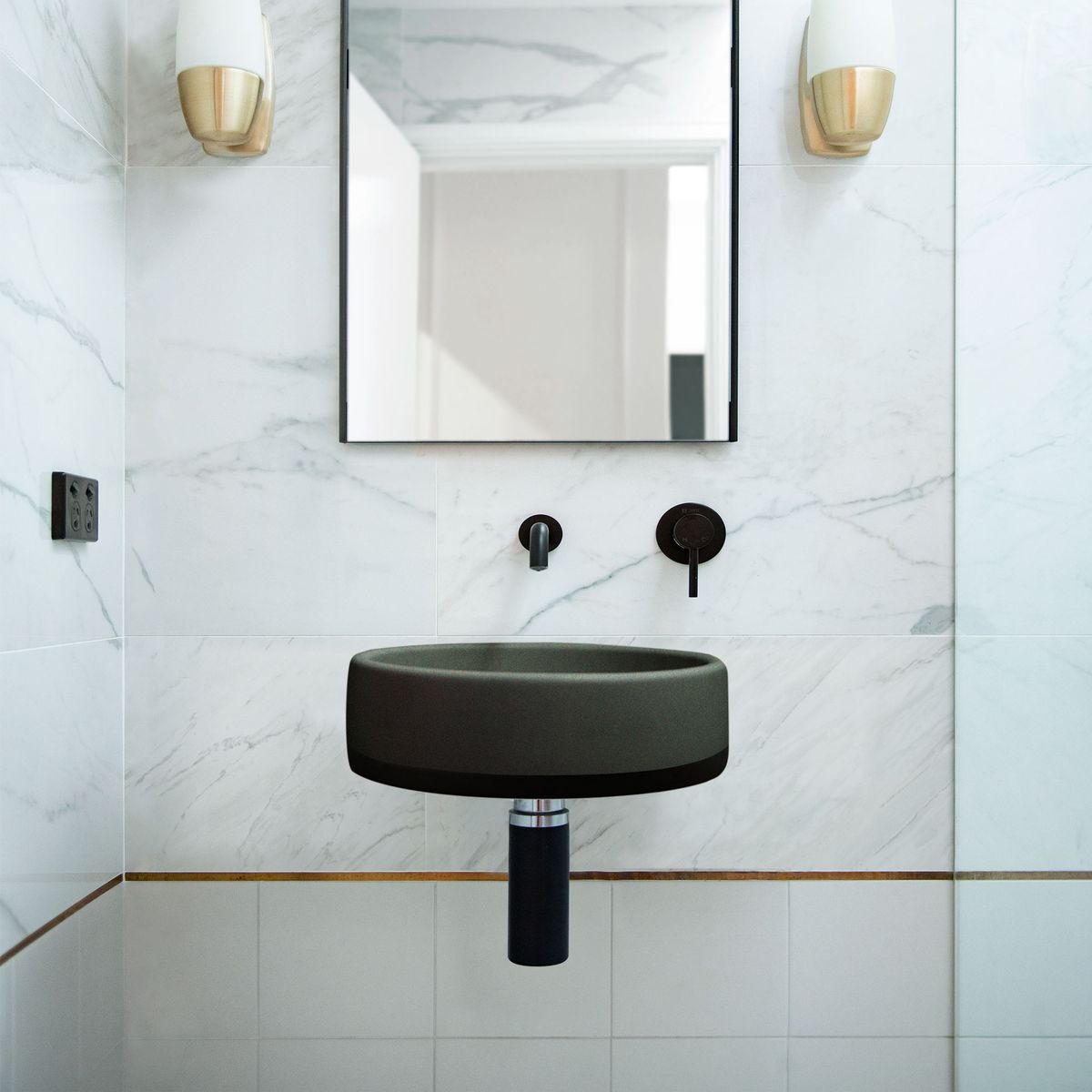 Nood Wall Mount Bowl Basin Two Tone in Charcoal