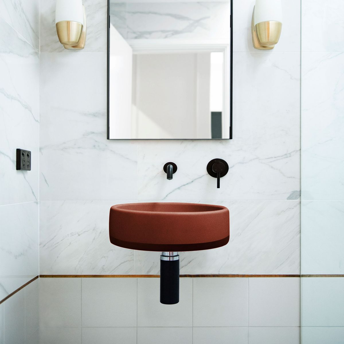 Nood Wall Mount Bowl Basin Two Tone in Clay
