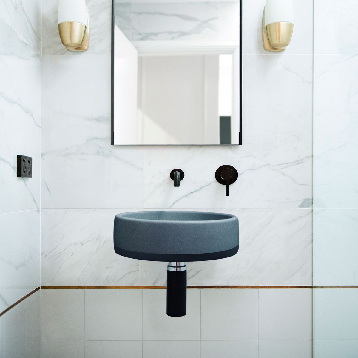 Nood Wall Mount Bowl Basin Two Tone in Copan Blue