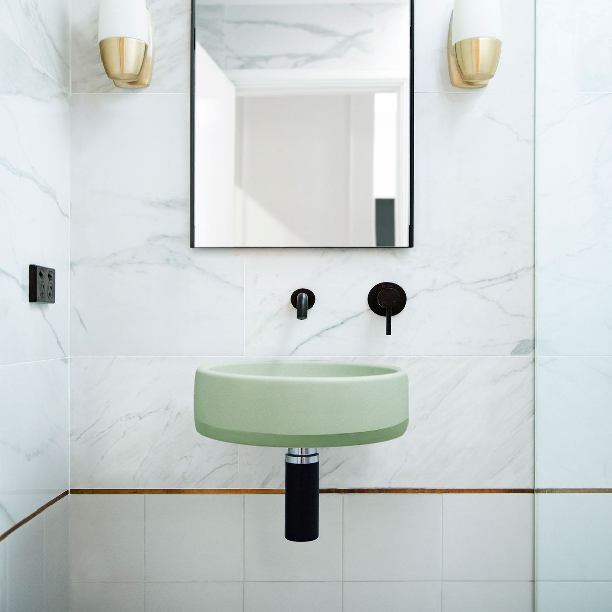 Nood Wall Mount Bowl Basin Two Tone in Mint