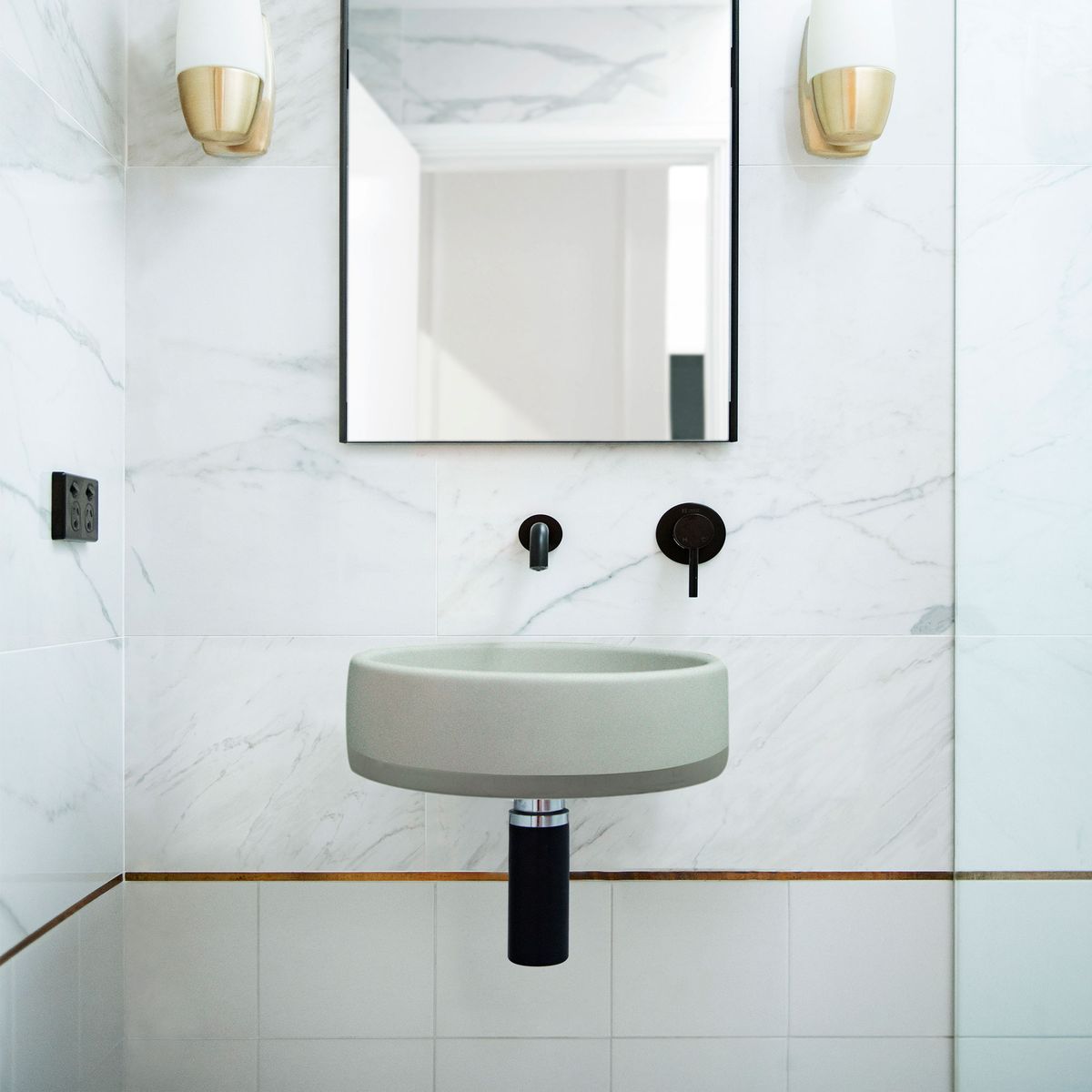 Nood Wall Mount Bowl Basin Two Tone in Sky Grey