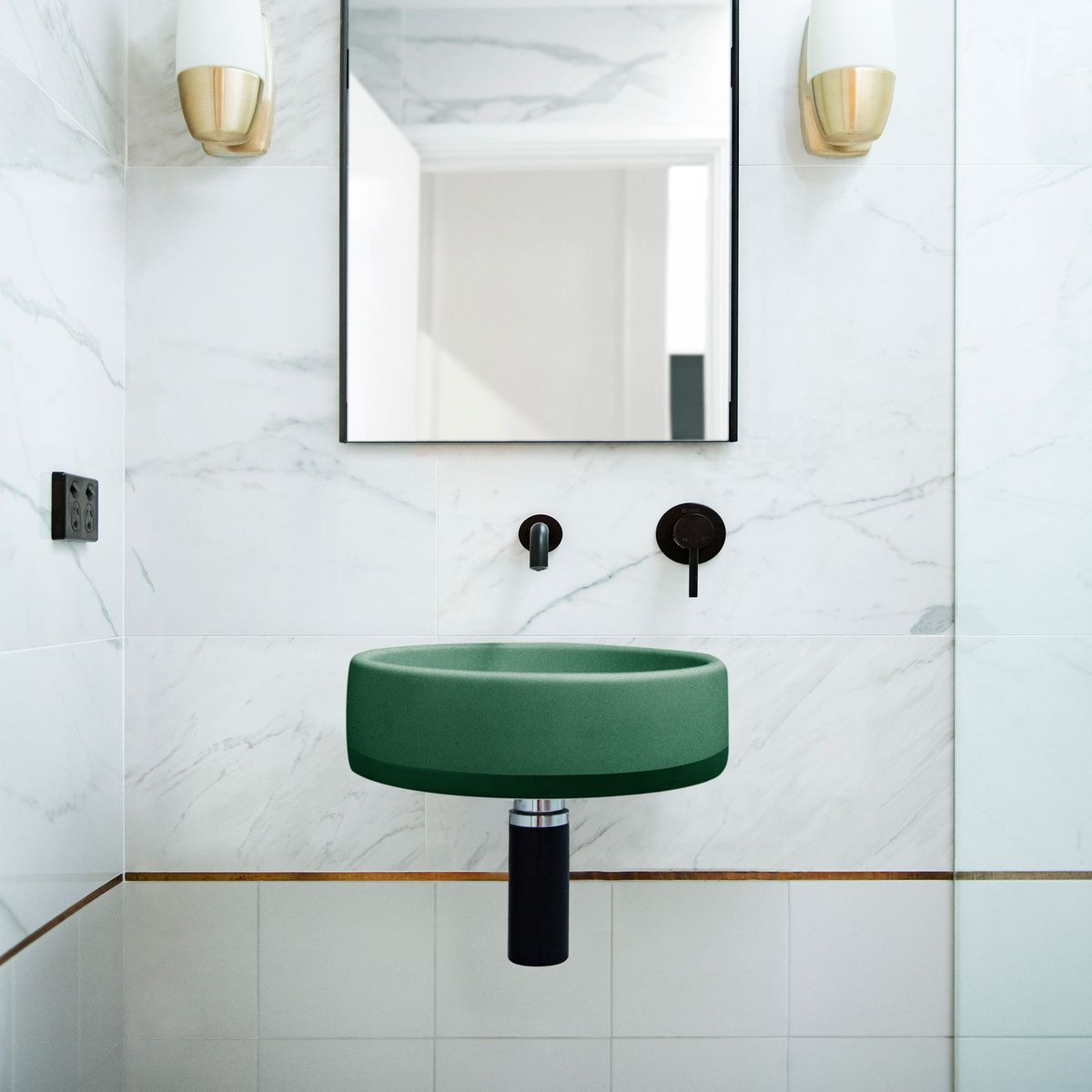 Nood Wall Mount Bowl Basin Two Tone in Teal