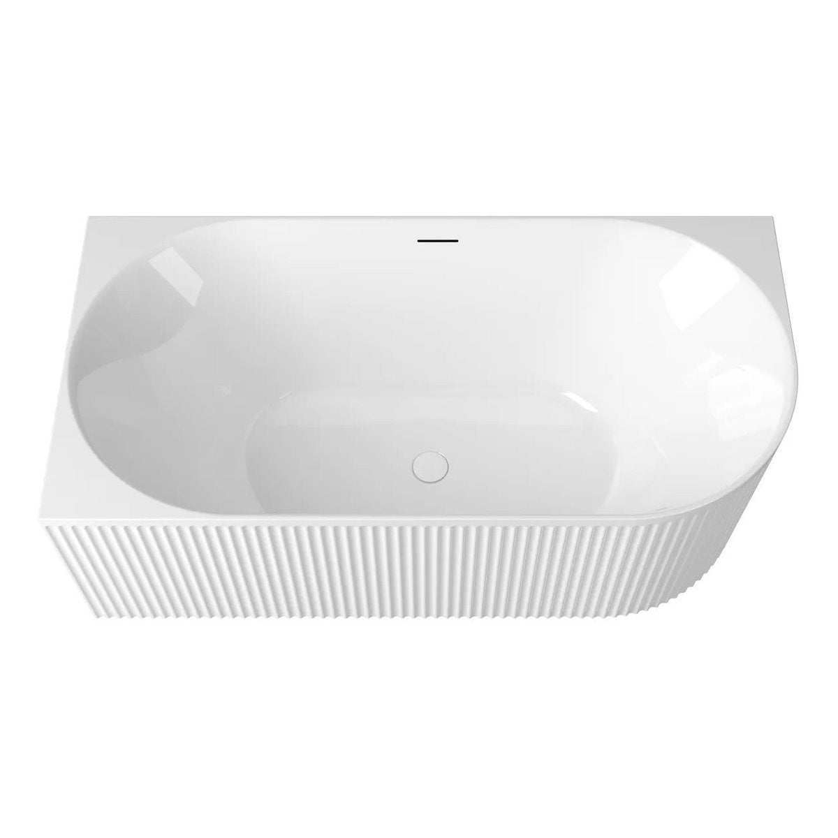 Otti Attica Havana Left Corner 1500 Gloss White Fluted Bath with Overflow